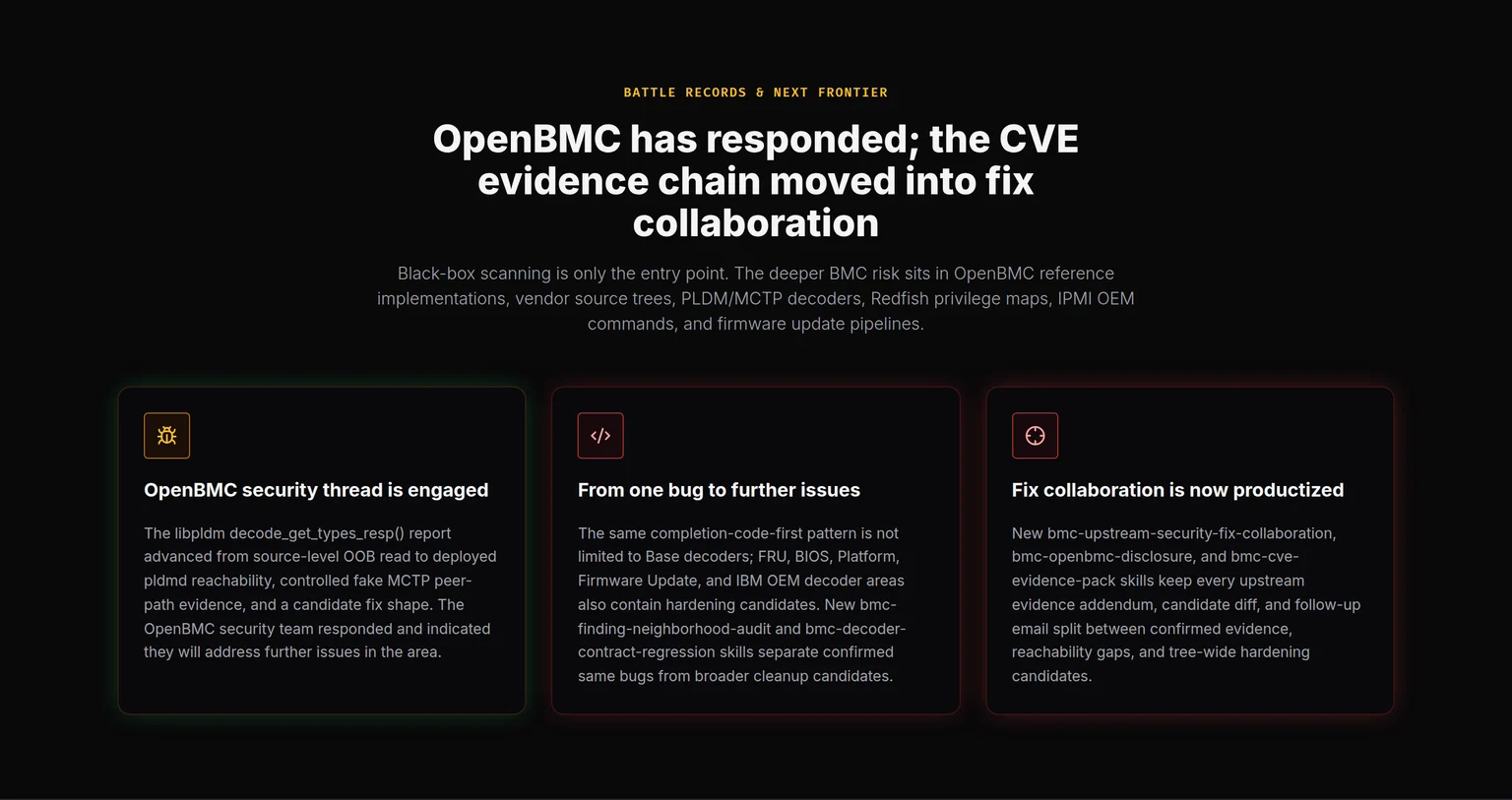 BMC Red-Team Lab 战役记录：OpenBMC libpldm decode_get_types_resp 上游已答复，证据链进入修复协作阶段